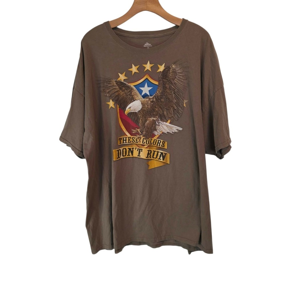 Patriotic American These Colors‎ Don't Run T-Shirt Bald Eagle Brown 3XL (54-56)